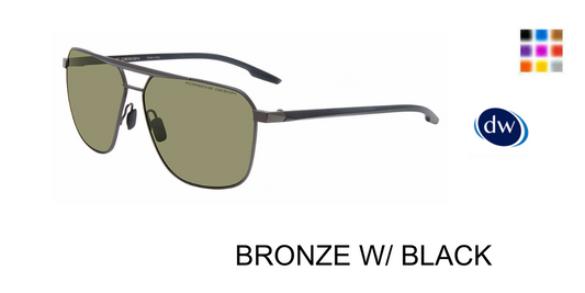 Porsche Design P8949 Pantos Sunglasses in Bronze-W-Black — hinge-free men's frame with UV protection
