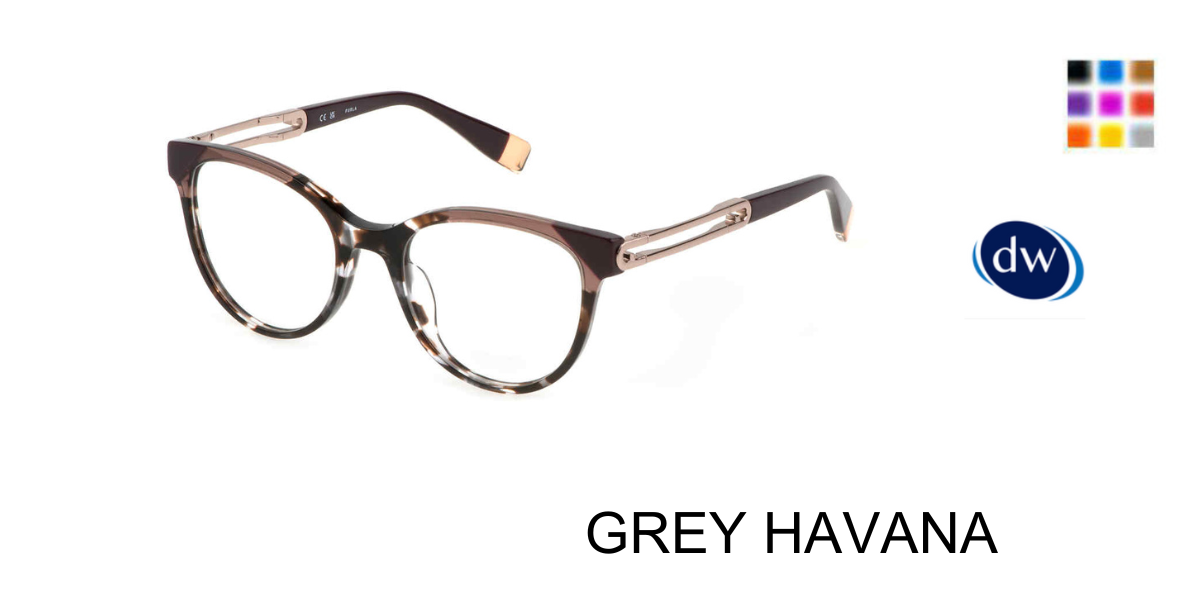 GREY HAVANA Furla VFU672 Eyeglasses