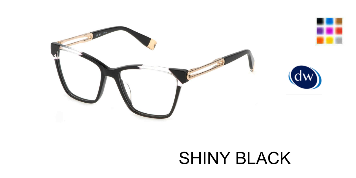 SHINY BLACK Furla VFU671 Eyeglasses