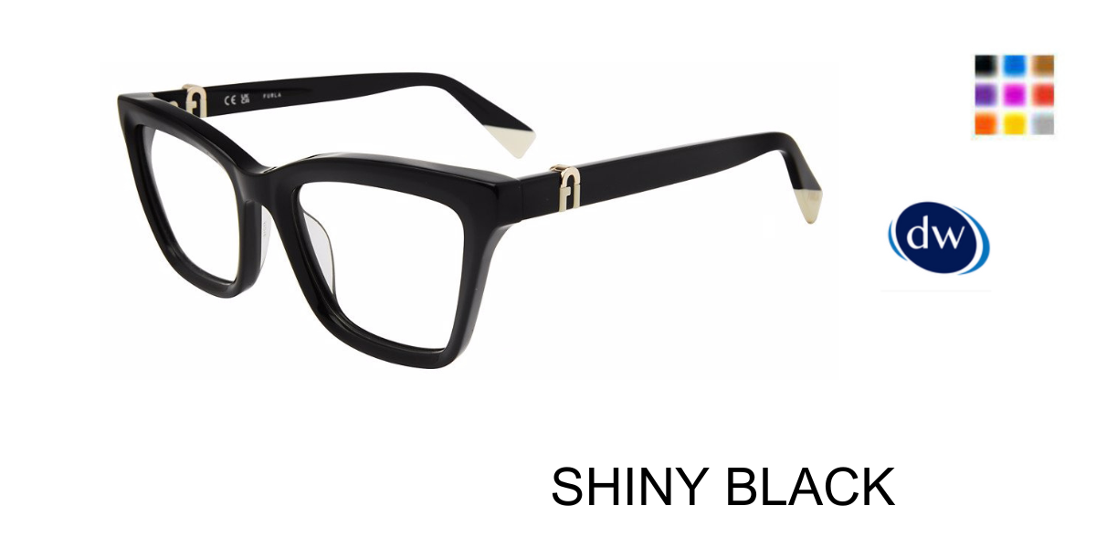 SHINY BLACK Furla VFU763 Eyeglasses