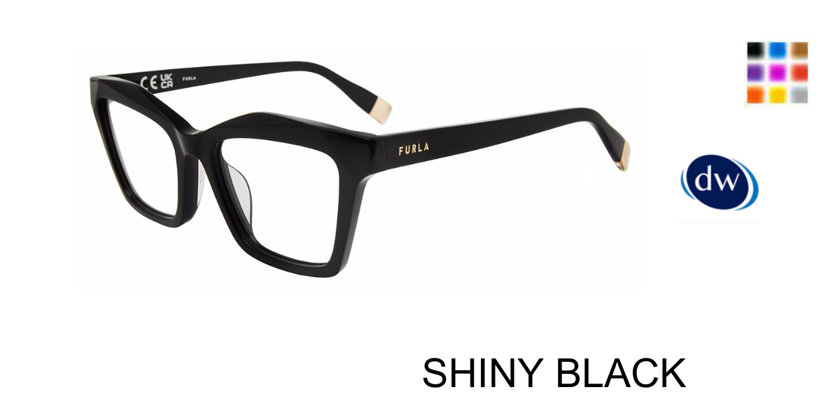 SHINY BLACK Furla VFU767 Eyeglasses