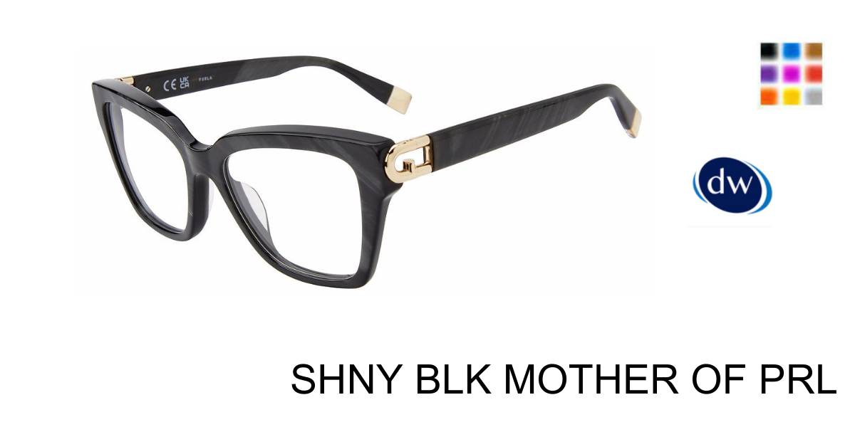 SHNY BLK MOTHER OF PRL Furla VFU826 Eyeglasses