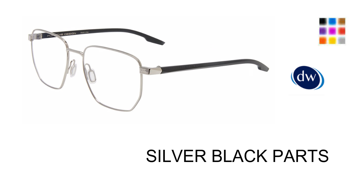 SILVER BLACK PARTS PORSCHE DESIGN P8770 Eyeglasses