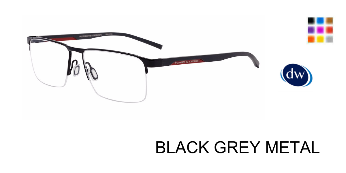 BLACK GREY METAL PORSCHE DESIGN P8775 Eyeglasses