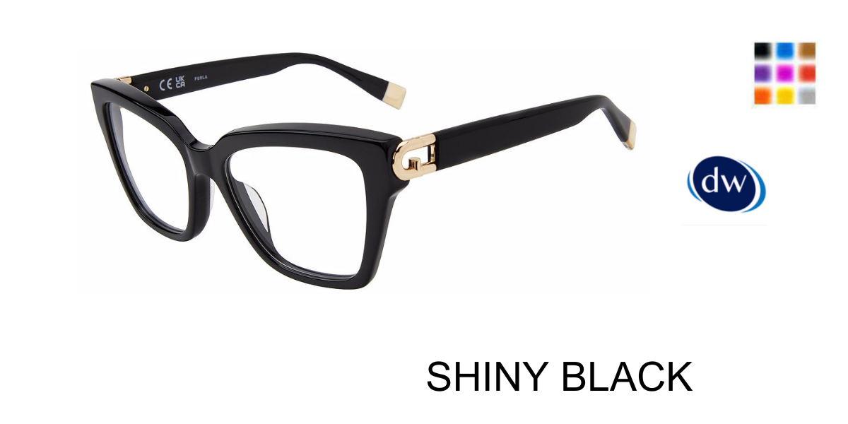 SHINY BLACK Furla VFU826 Eyeglasses