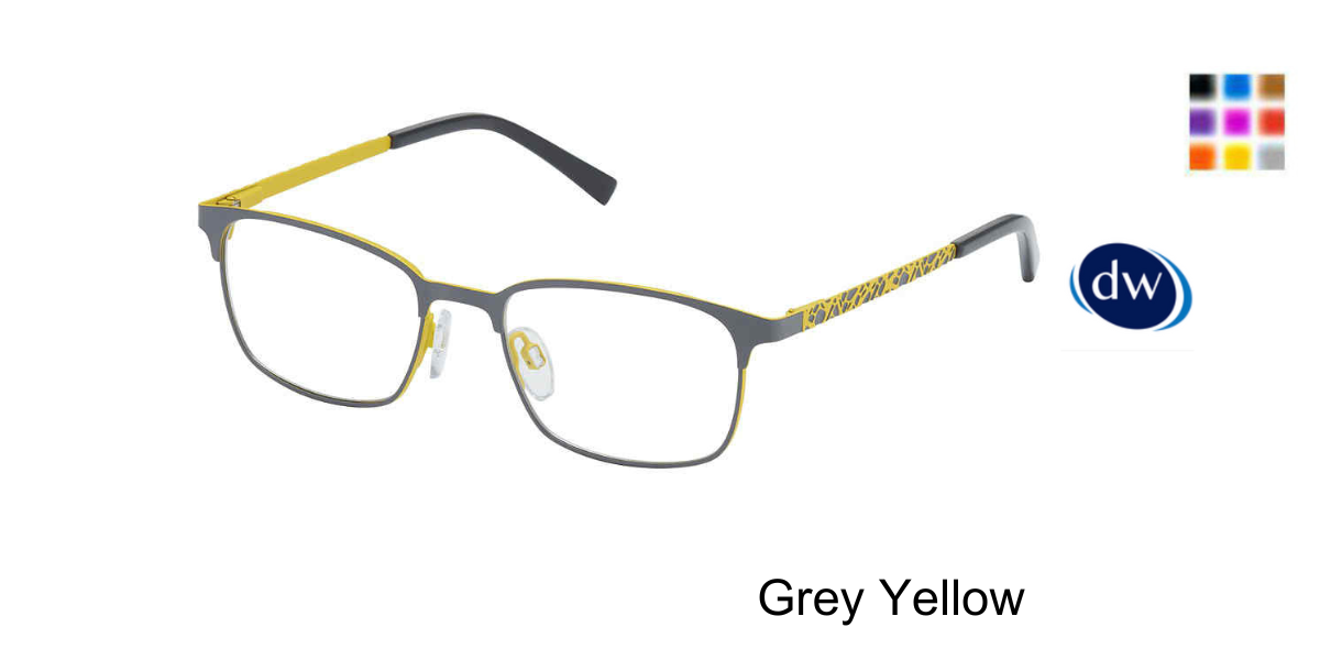 Grey Yellow Superflex Kids SFK-231 Eyeglasses