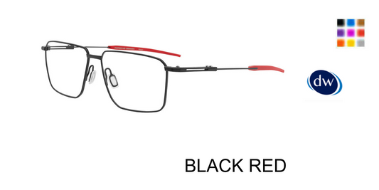 Porsche Design P8779 Square Eyeglasses in Black Red — hinge-free men's metal frame
