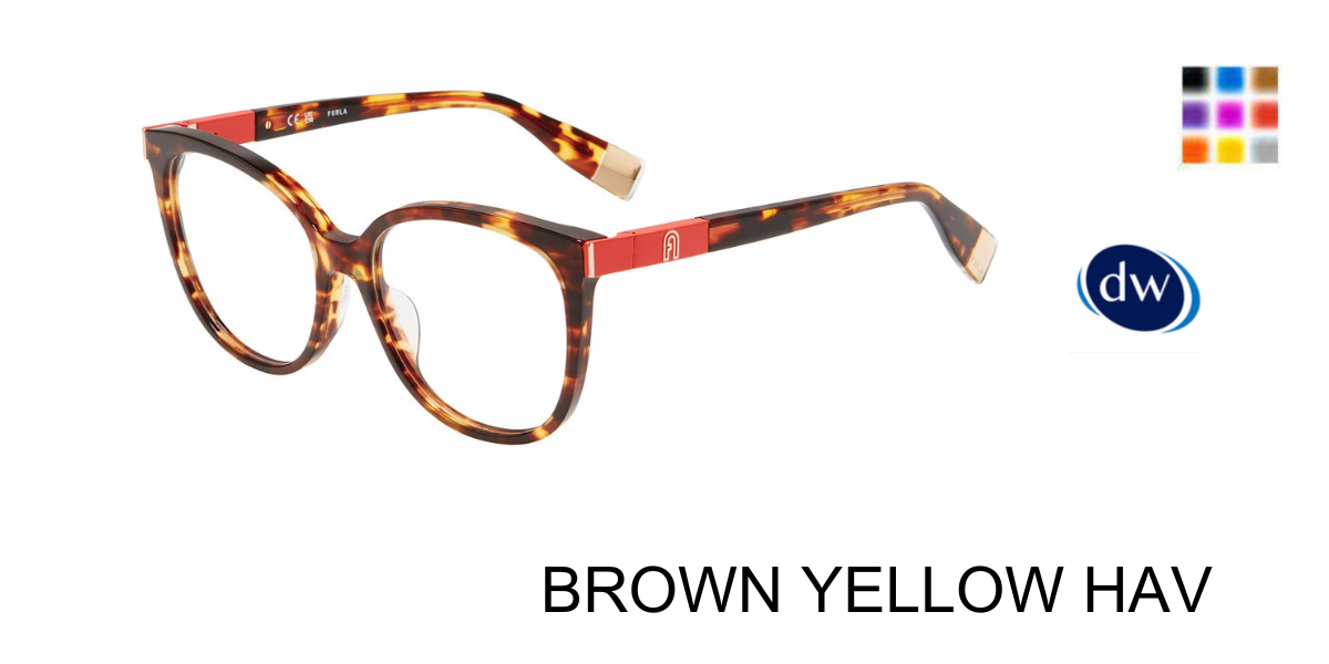 BROWN YELLOW HAV Furla VFU720 Eyeglasses