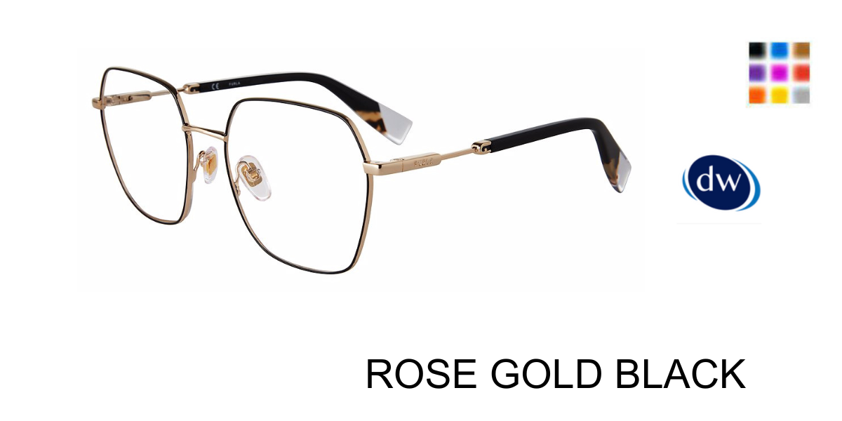ROSE GOLD BLACK Furla VFU640 Eyeglasses