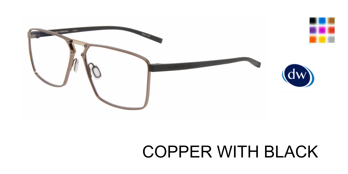 COPPER WITH BLACK PORSCHE DESIGN P8764 Eyeglasses