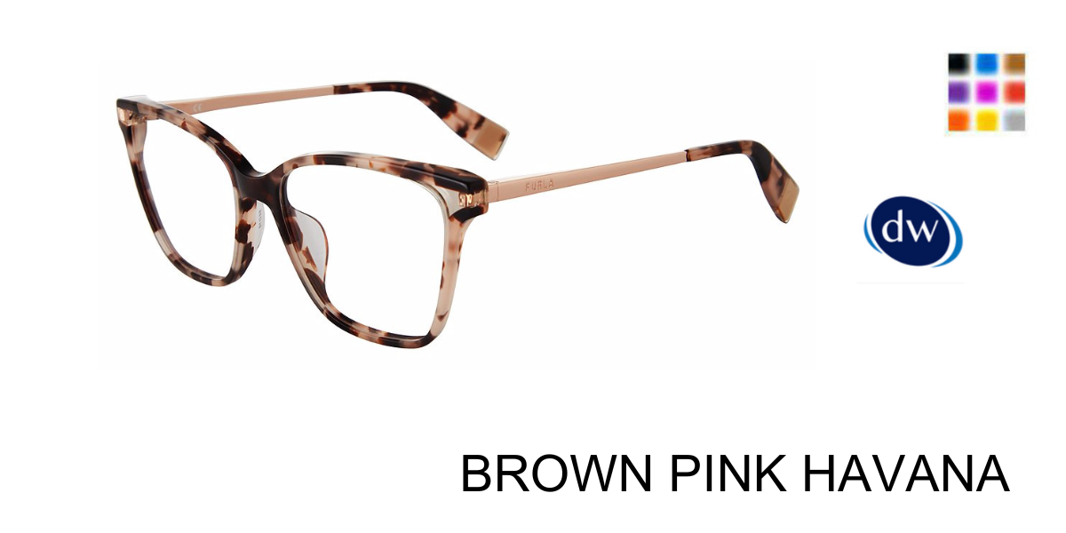 BROWN PINK HAVANA Furla VFU581 Eyeglasses
