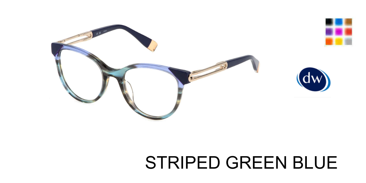 STRIPED GREEN BLUE Furla VFU672 Eyeglasses