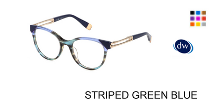 STRIPED GREEN BLUE Furla VFU672 Eyeglasses