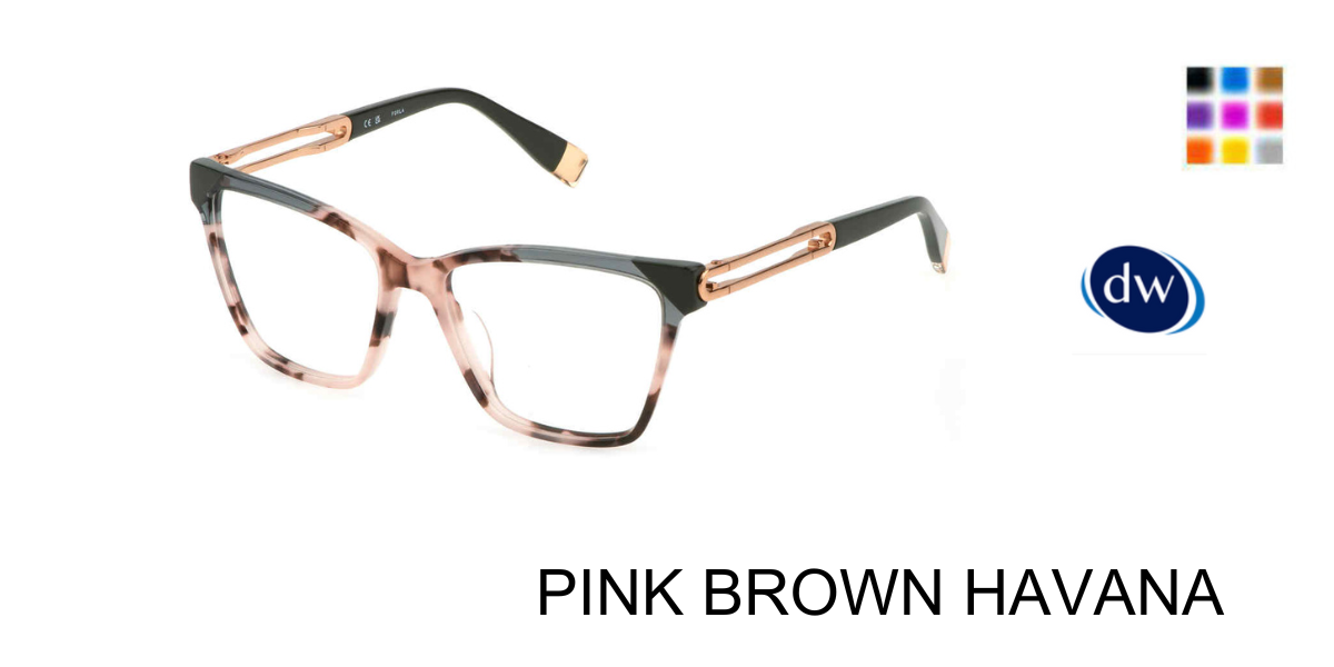 PINK BROWN HAVANA Furla VFU671 Eyeglasses