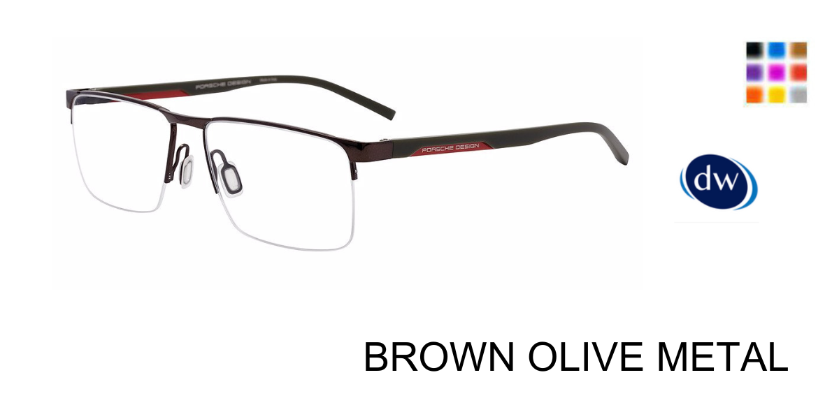 BROWN OLIVE METAL PORSCHE DESIGN P8775 Eyeglasses