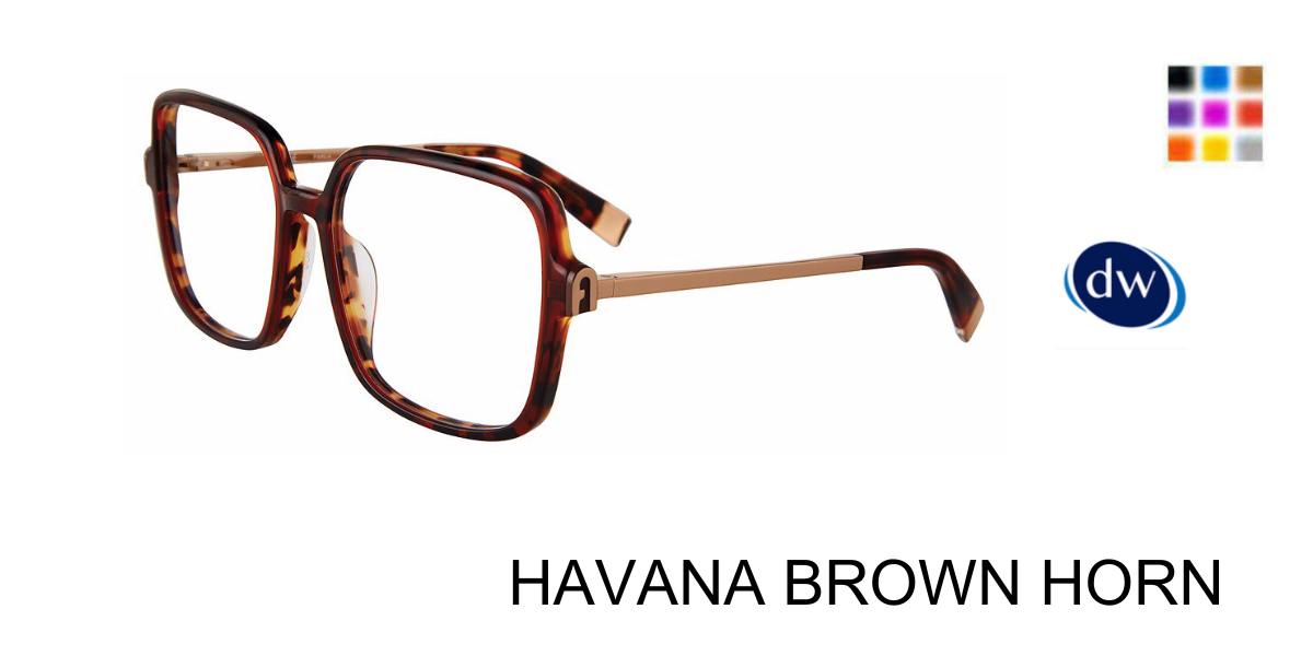HAVANA BROWN HORN Furla VFU632 Eyeglasses