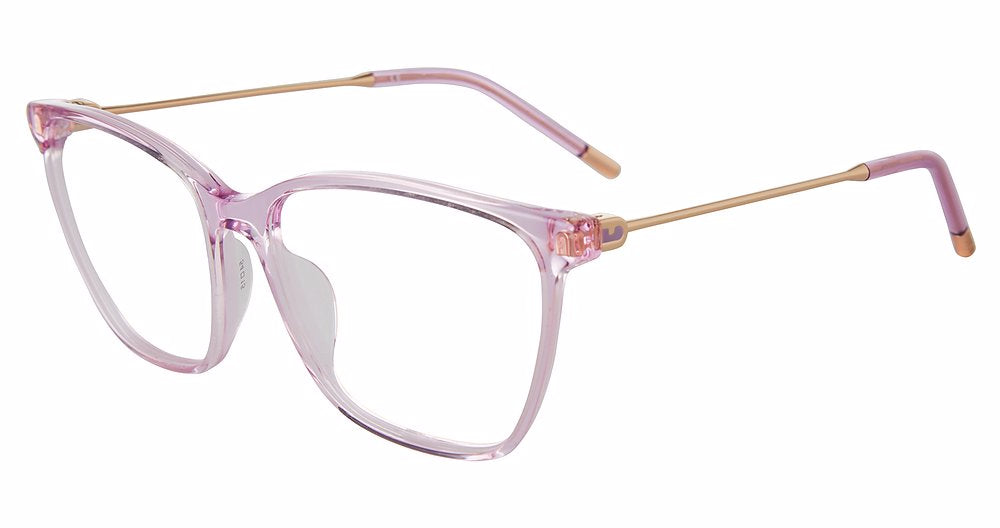 Transparent Lilac:
Furla VFU635 Square Eyeglasses in Transparent Lilac — women's full plastic frame, no hinges, prescription-ready
