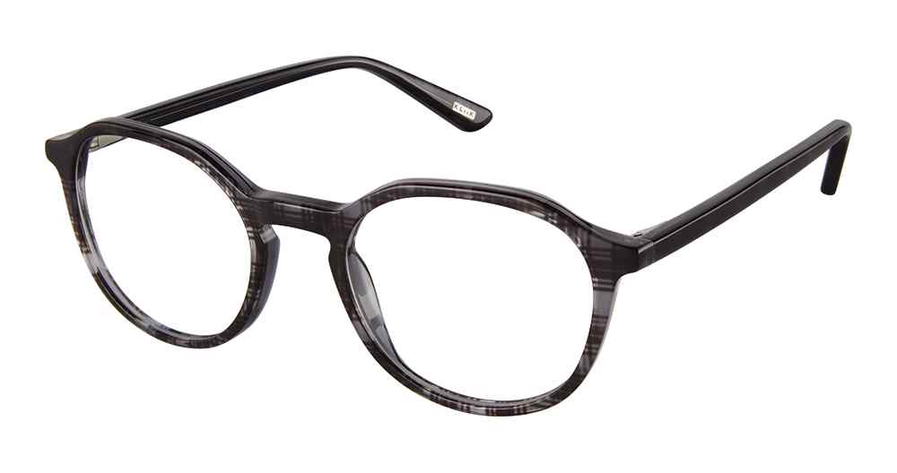 Black Plaid Kliik Denmark K-725 Eyeglasses - Teenager