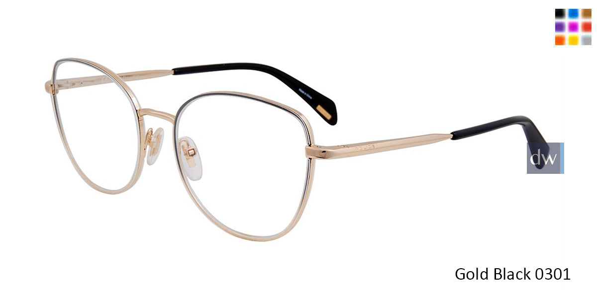 Gold Black 0301 Police VPL839 Eyeglasses.